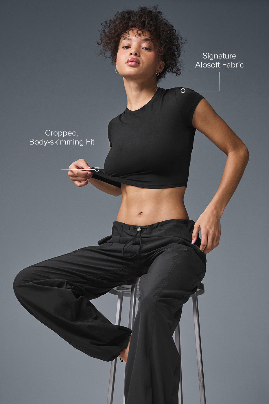 T-shirt à manches courtes Alosoft Crop Finesse